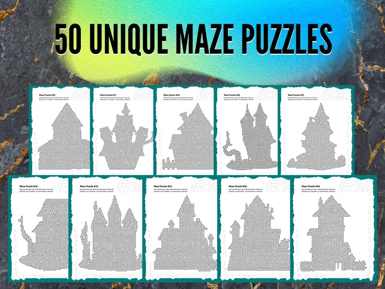 50 Halloween Haunted House Maze Puzzle Pages Vol. 2 With Answer ...