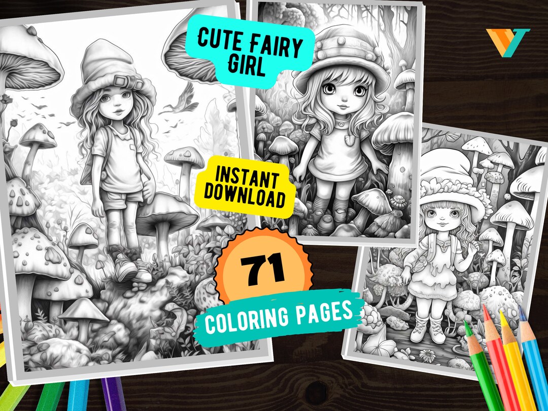 71 Cute Woodland Fairy Fantasy Coloring Page Book, Adults + Kids ...