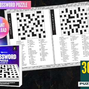 Crossword Puzzles Book For Adults, Fun Activities For Seniors, Digital Download, Printable Game, Instant Downloadable Party Games