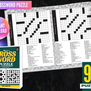 Crossword Puzzles Book For Adults, Fun Activities For Seniors, Digital Download, Printable, Instant Download, Crossword Game with Answer Key