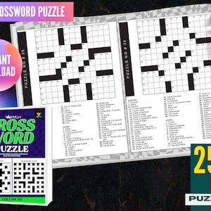Crossword Puzzles Book For Adults Instant Download, Fun Activities For Seniors, Printable PDF Crossword Game With Answer Key