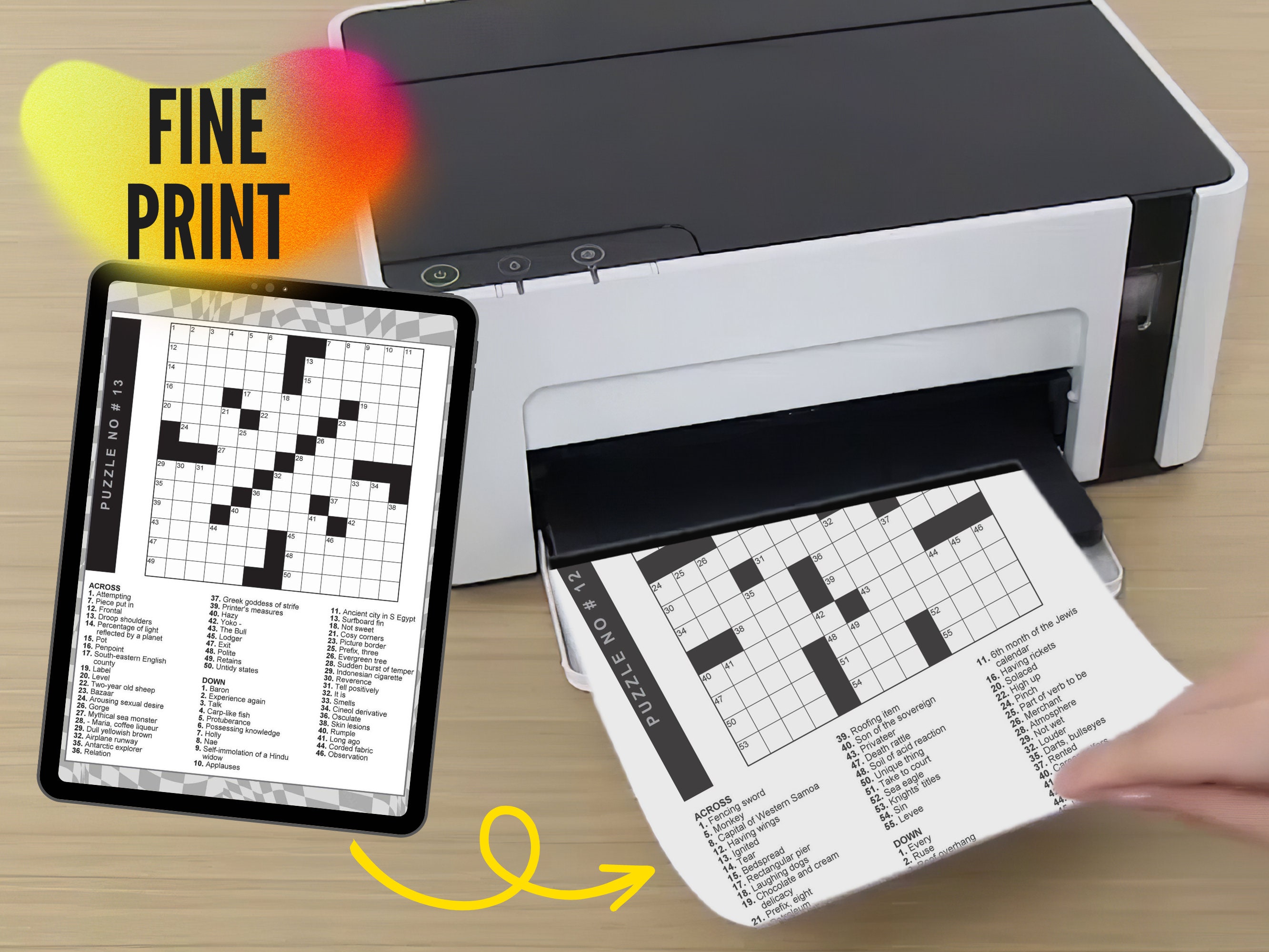Crossword Puzzles Book for Adults Instant Download, Fun Activities for