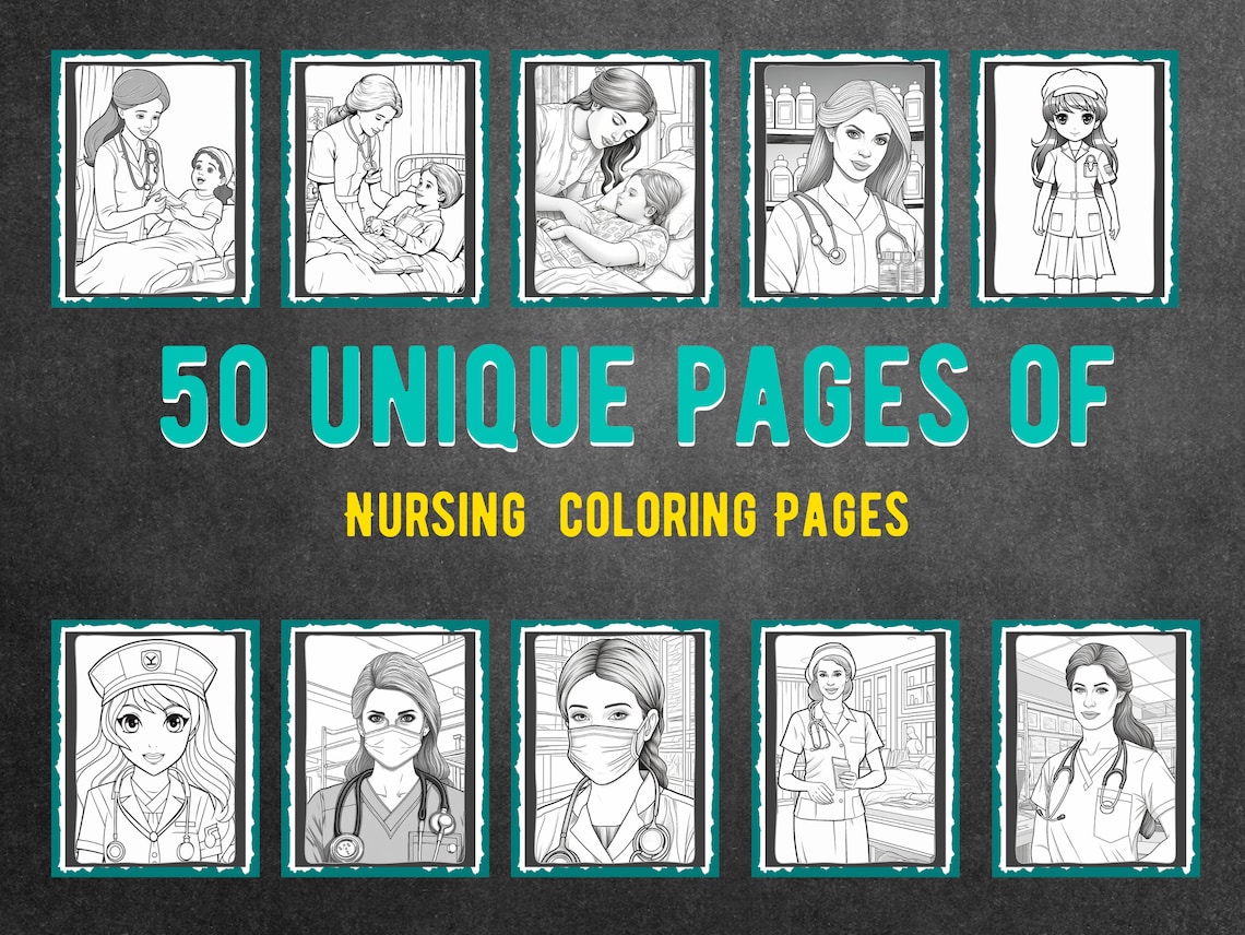 50 Pages Nursing Coloring Page Printable PDF, Professional Instant ...