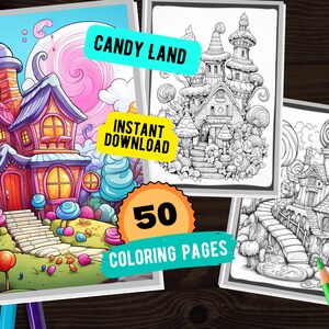 50 Candy Land Coloring Pages Printable PDF Magical Fairy - Etsy
