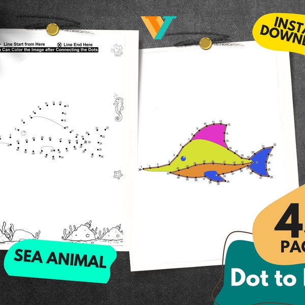 Ultimate Sea Animals Connect Dot Printables Color Book for Boys, Girls, Teens, Kids, Instant Download, Color Activity, Connect Dot Activity