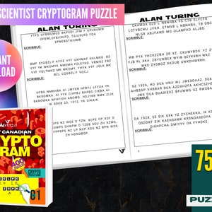 750+ Great Scientist Cryptogram Puzzle Game V.1 Instant Download, Historical Cryptogram Puzzle, Funny Puzzle, Printable PDF, Adult puzzles