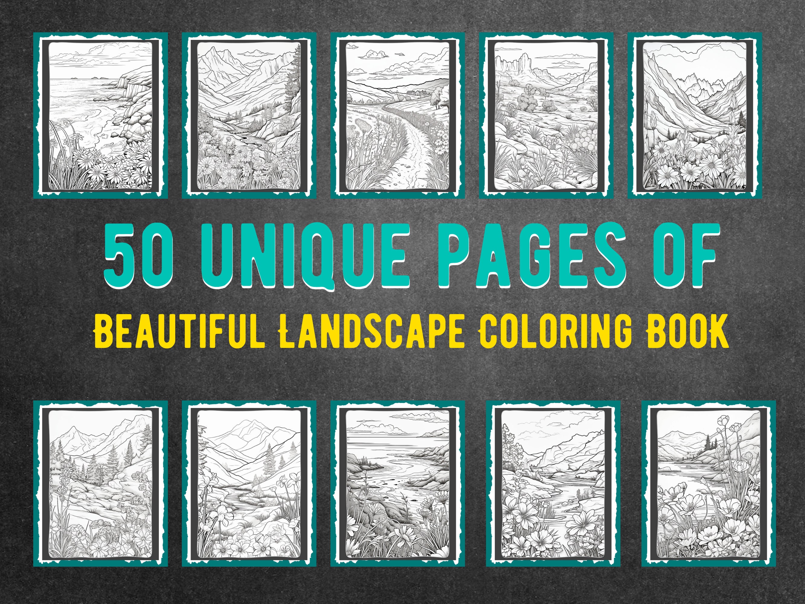 50 Beautiful Landscape Coloring Pages Printable PDF Instant - Etsy