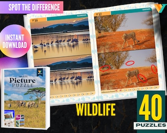 Wildtier Finde den Unterschied, Malvorlagen, Liebe Finde den Unterschied, Sofort Download, Digital Download, Wildtiere, Löwen