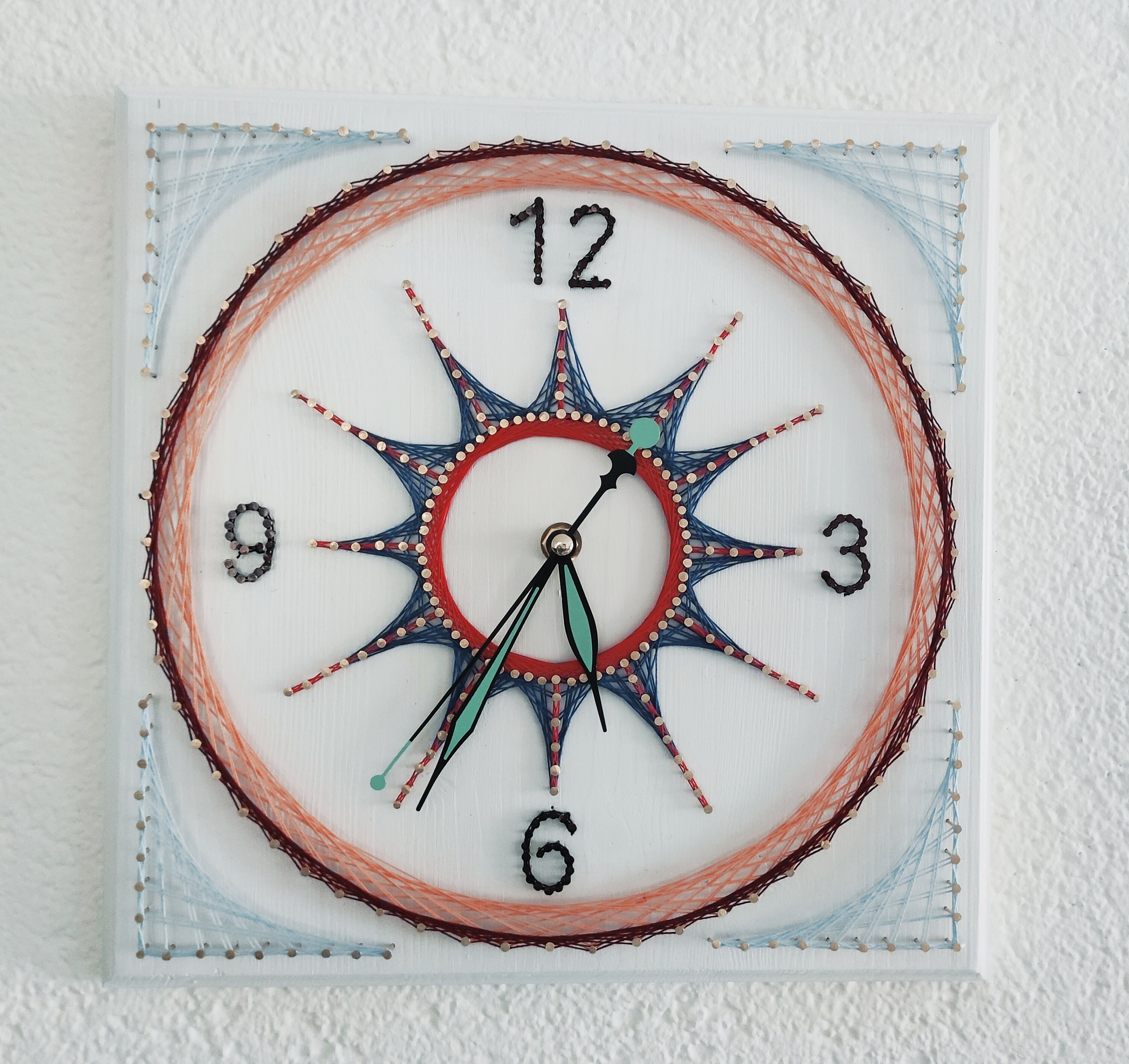 Wall Clock in String Art Style 30 X 30 Cm 12 X Etsy Norway