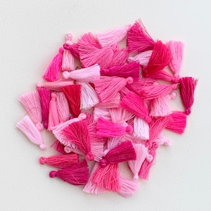 40 Tassels/ Pink Mix/ 1&quot; Tassels/ Cotton Supplies/ Tassel Supplies/ Craft Supplies/ Small Tassels/ Pink Tassels