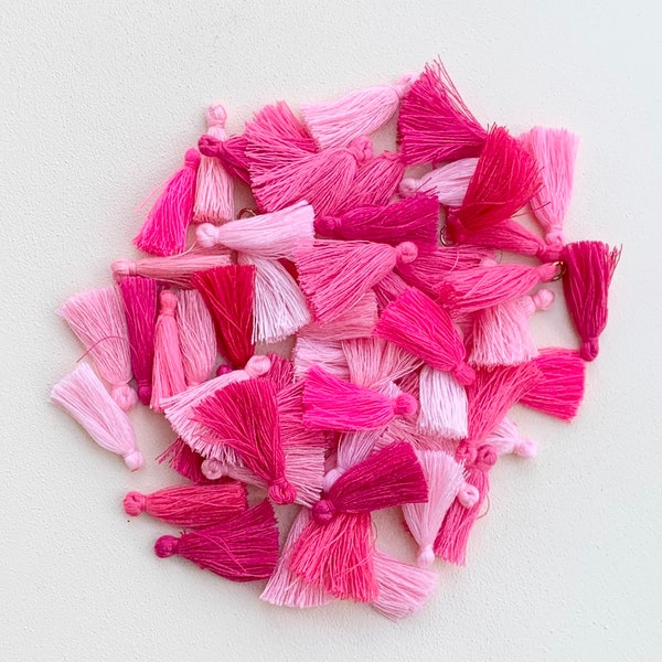 30 Tassels/ Pink Mix/ 1" Tassels/ Cotton Supplies/ Tassel Supplies/ Craft Supplies/ Small Tassels/ Pink Tassels