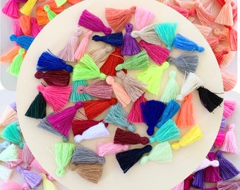 50 Tassels/ 0.6” MINI Tassels/ Color Mix/ Cotton Tassels/ Tassel Supplies/ Small Tassels/ 20mm Tassel/ Neon/ crafter