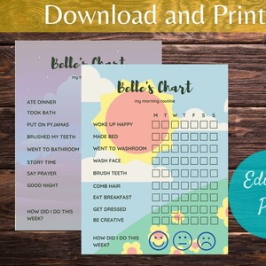 Editable Routine Charts for kids, Chore charts, Morning Routine, Evening Routine, Night Routine, Digital Download, Printables