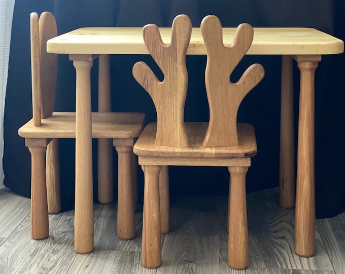 Kids Table and Chairs, Montessori Toodler Kids Room Furniture, Wooden Kids Table and Chairs set