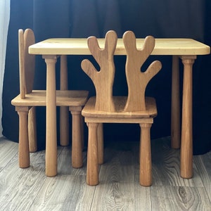 Kids Table and Chairs, Montessori Toodler Kids Room Furniture, Wooden Kids Table and Chairs set