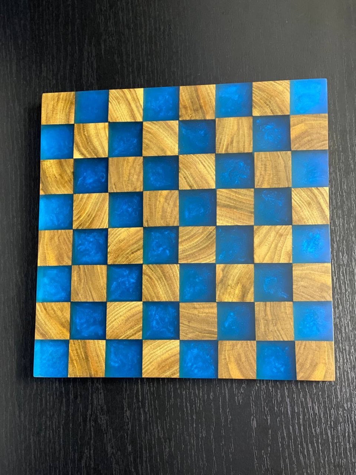 Wood and Epoxy Chess Board Etsy