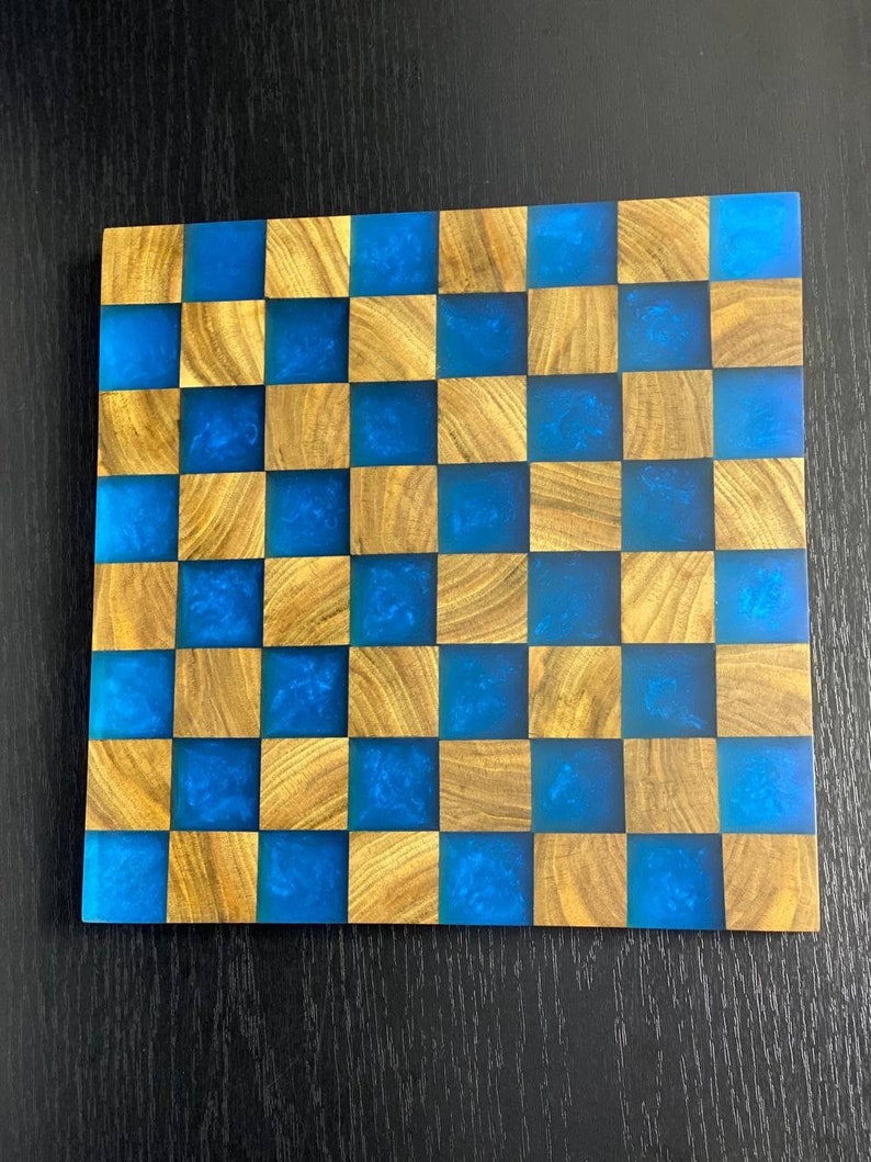 Wood and Epoxy Chess Board Etsy