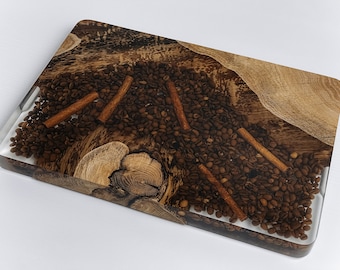 Walnut Wood Serving Tray with Epoxy Resin and Handles