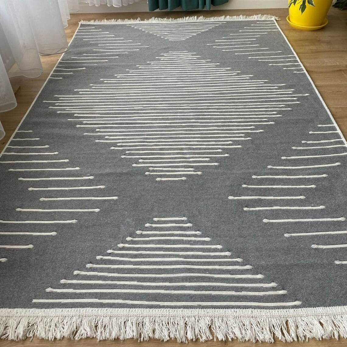 Rustikaler Teppich im Freien Boho Teppich Natur teppich | Etsy