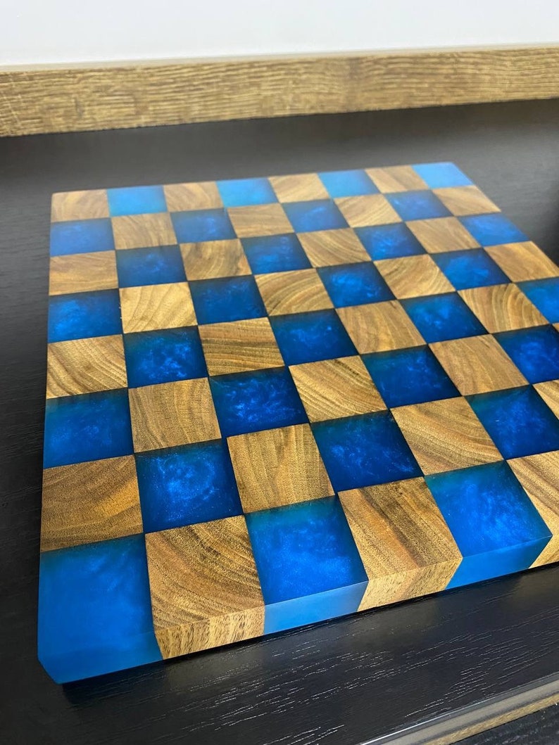 Wood and Epoxy Chess Board Etsy