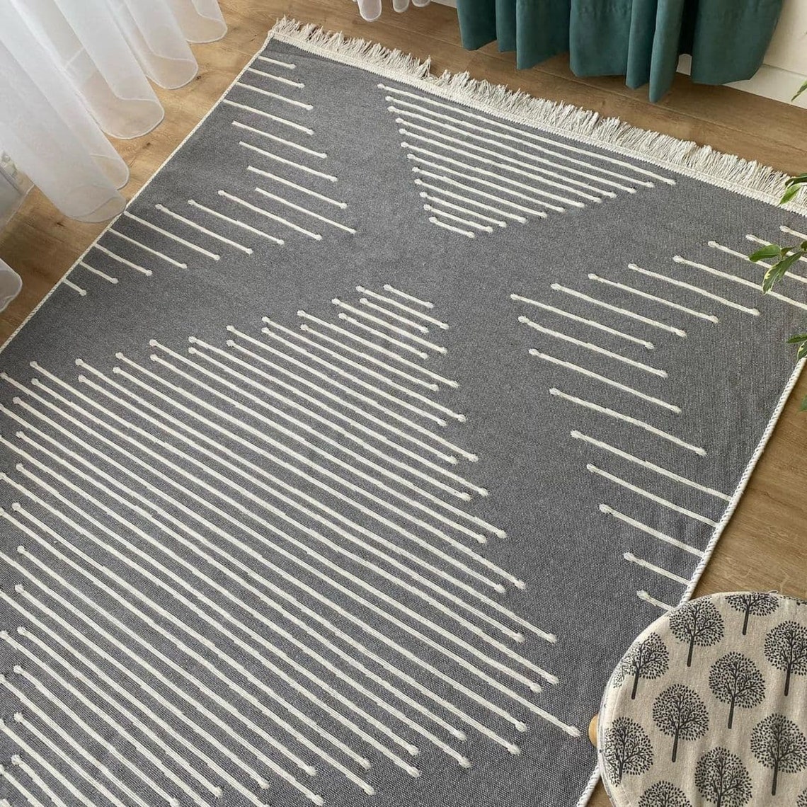 Rustikaler Teppich im Freien Boho Teppich Natur teppich | Etsy