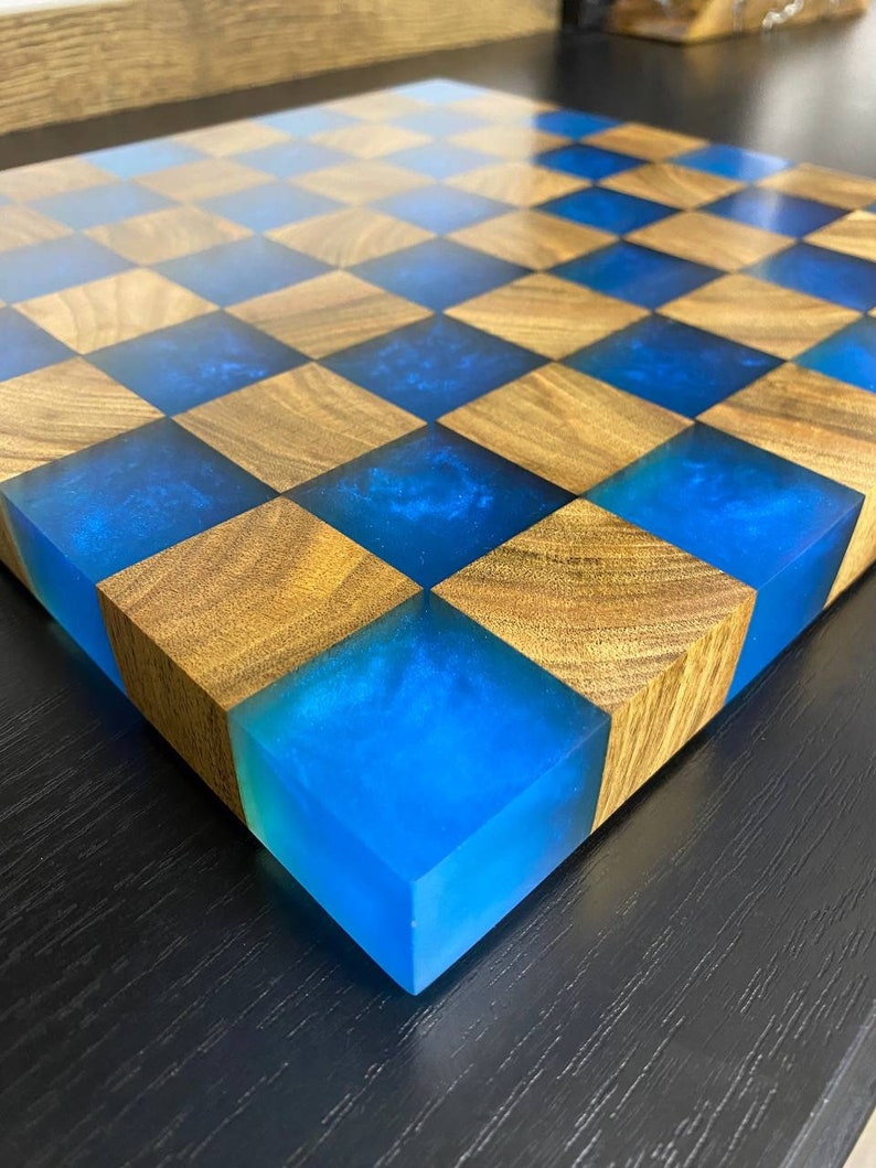 Wood and Epoxy Chess Board Etsy