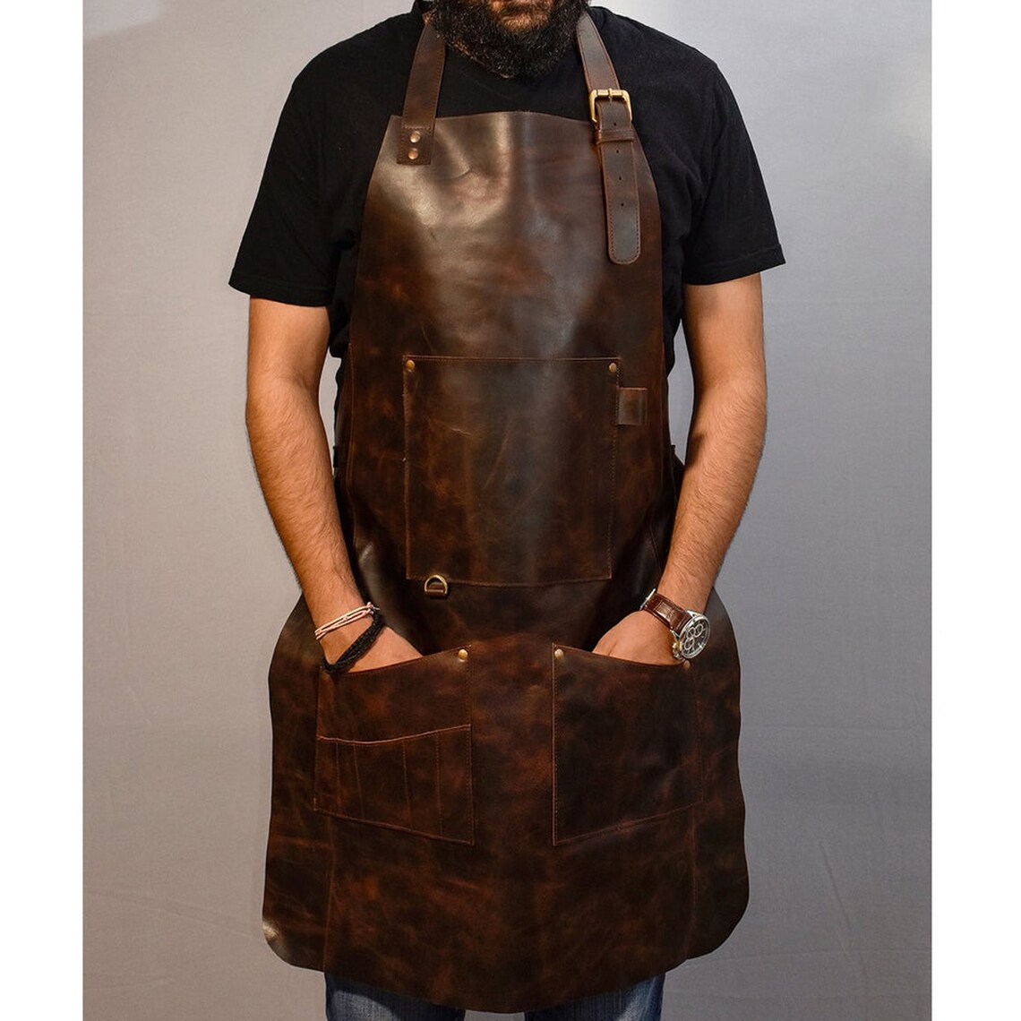 Leather Apron Brown Full Grain Leather Butchers Apron For Etsy