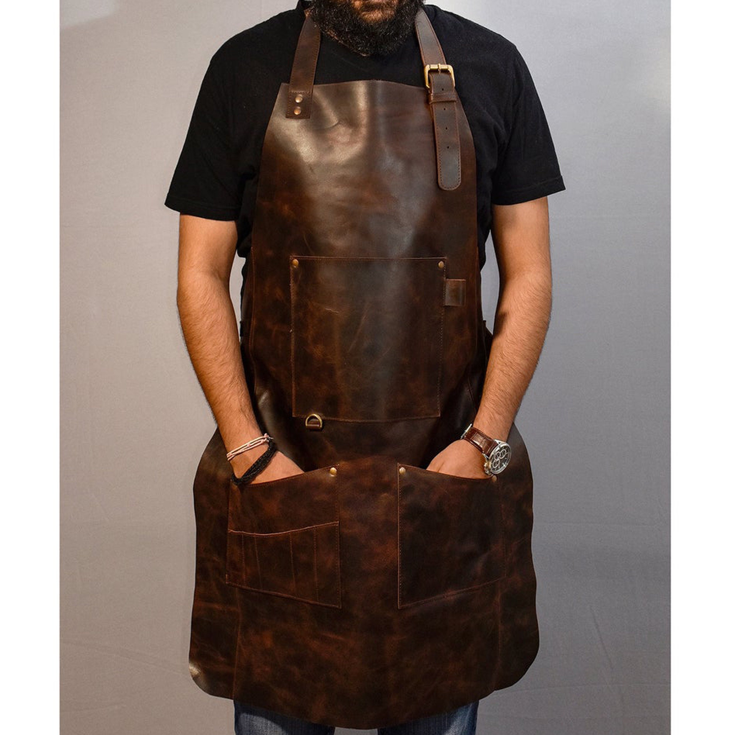 Leather Apron Brown Full Grain Leather Butchers Apron for Etsy