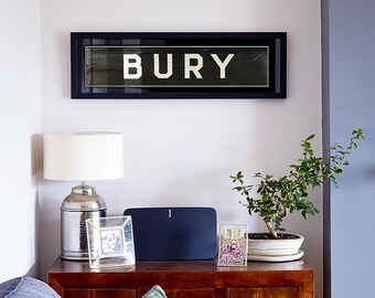 Original Vintage Framed Bus Blind – Greater Manchester Destination Sign