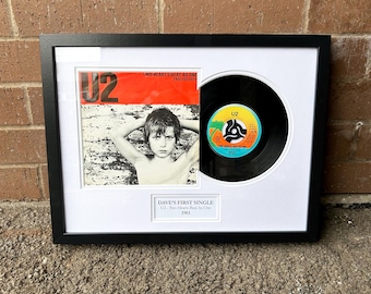 Personalised 7" Vinyl Record Frame – Double Mount - Custom Caption - Music Gift