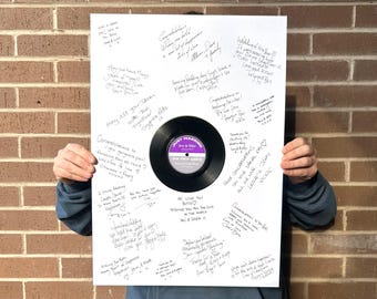 Personalized Wedding Vinyl Record Guest Book Alternative - Signature Mount