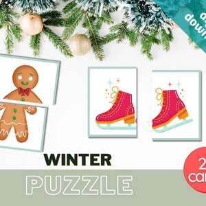 Winter Matching Game for Kids Printable Homeschool Montessori Materials Toddler Activity ...