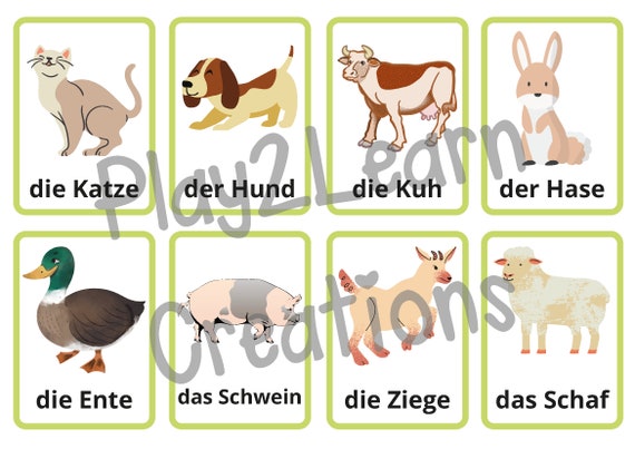 Farm Animals Flashcards German PDF File Printable - Etsy