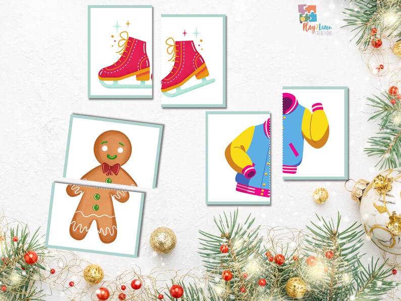 Winter Matching Game for Kids Printable Homeschool Montessori Materials Toddler Activity ...
