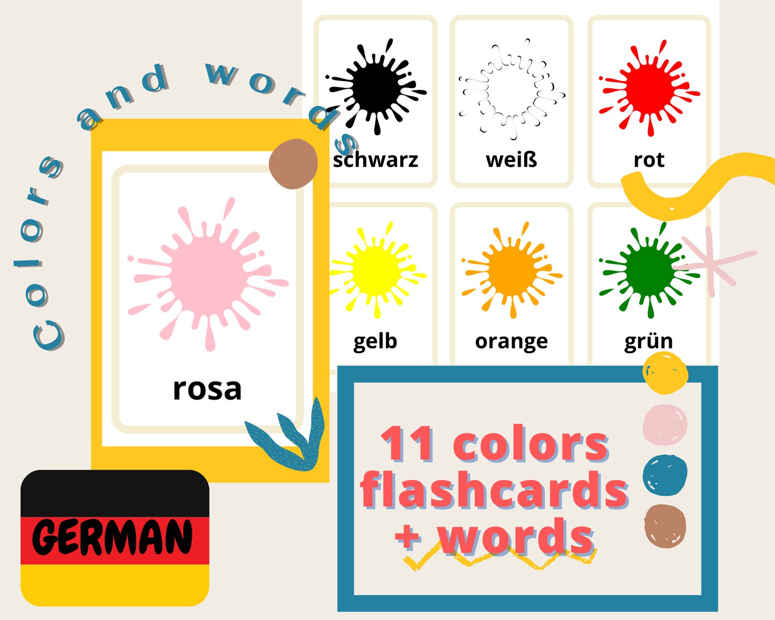 Color Flashcards German Words PDF File Printable Flashcards Homeschool
