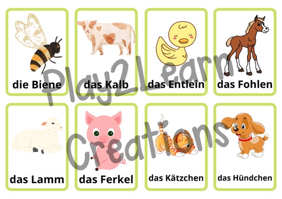 Farm Animals Flashcards German PDF File Printable - Etsy Farm Animals Flashcards German PDF File Printable - Etsy