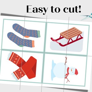 Winter Matching Game for Kids Printable Homeschool Montessori Materials Toddler Activity ...