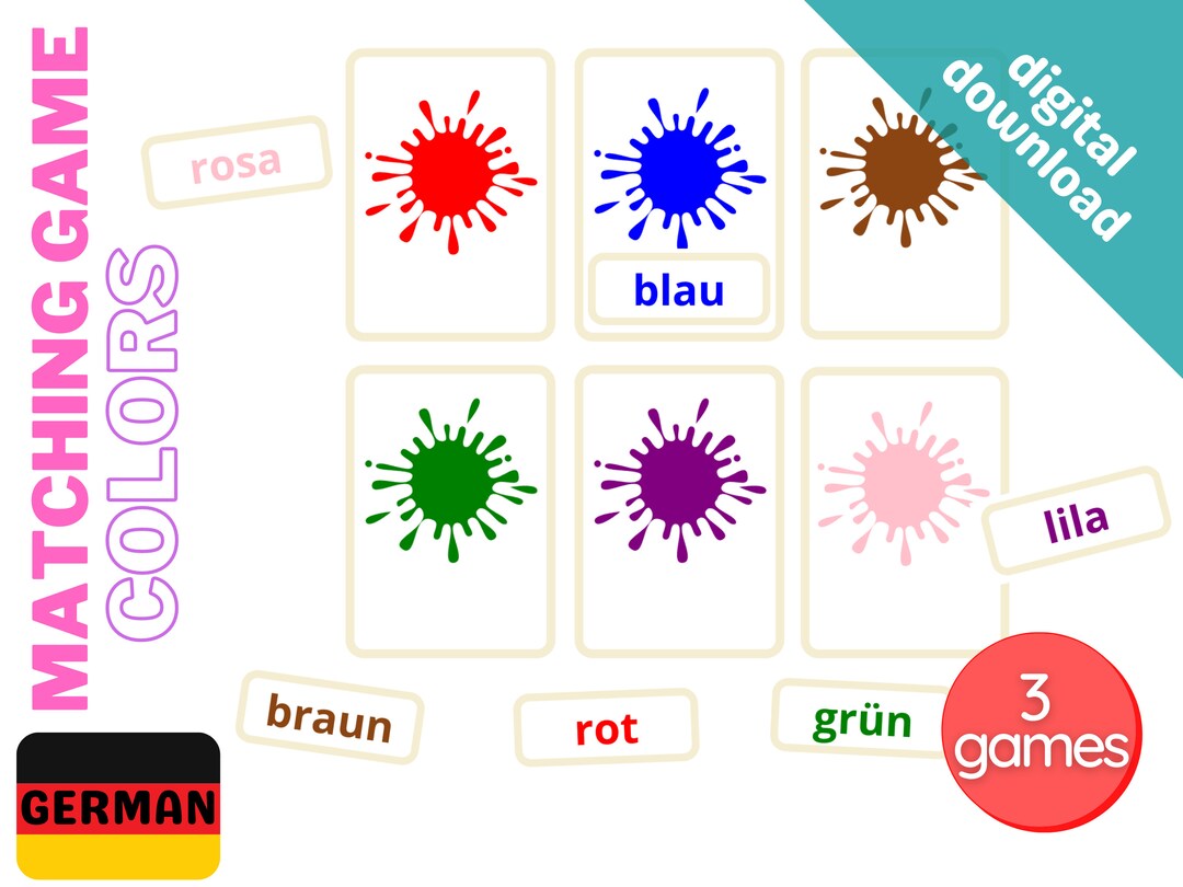 Matching Card Game German Toddler Printable Games Homeschool Montessori