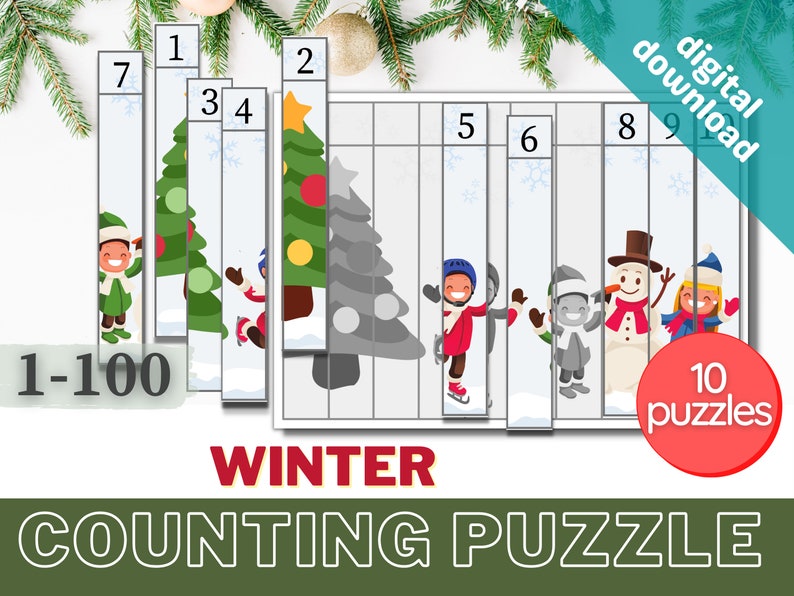 Number Puzzle for Kids Winter Printable Homeschool Montessori Materials ...