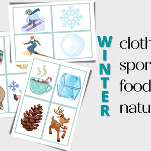 Winter Matching Game for Kids Printable Homeschool Montessori Materials Toddler Activity ...