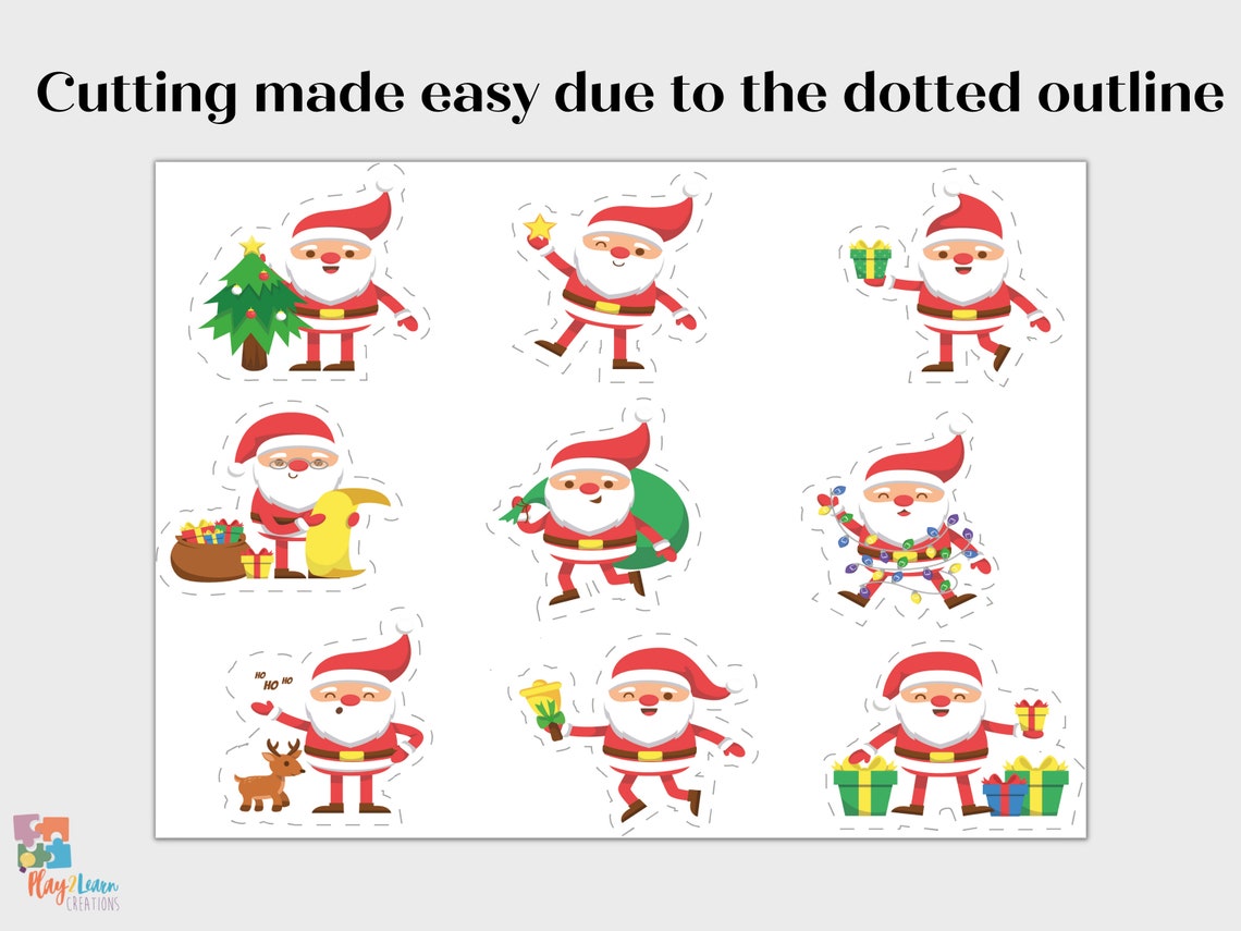Santa Shadow Matching Game Printable Homeschool Montessori - Etsy