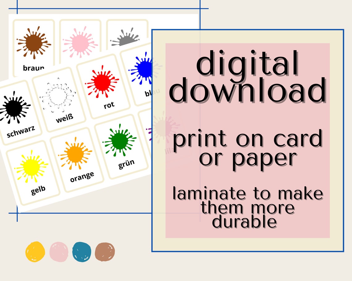 Color Flashcards German Words PDF File Printable Flashcards Homeschool