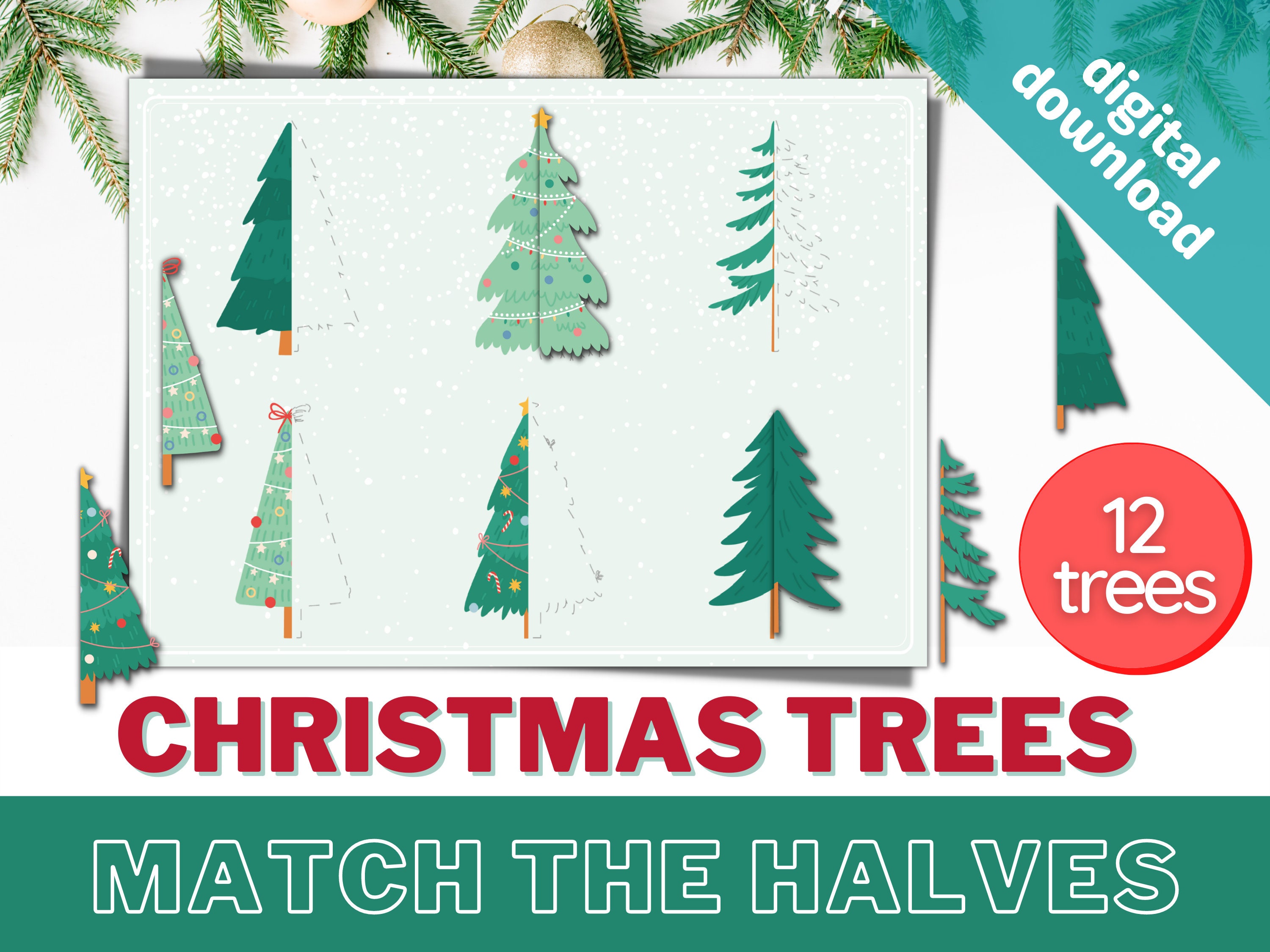 Christmas Printable Matching Game Printable Homeschool - Etsy