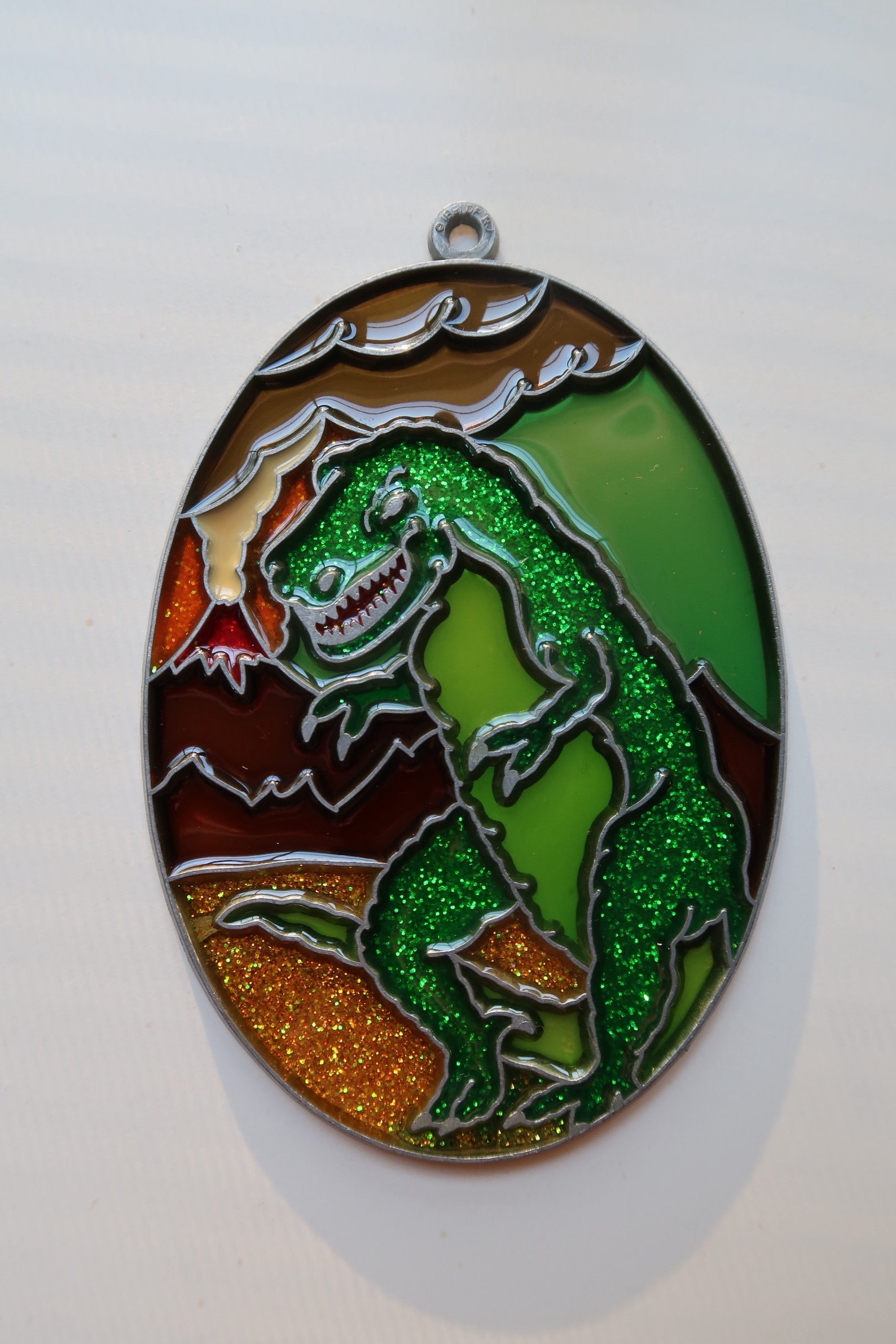 Dinosaur suncatcher stained glass kids room vintages Etsy