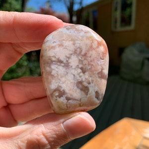 Flower Agate Palm Stone / Sakura Agate / Cherry Blossom Agate / Healing Crystal