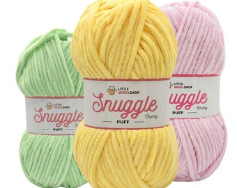 LittleWoolShop Snuggle Puff Chenille Chunky 100g - Soft Fluffy Knitting Crochet Yarn