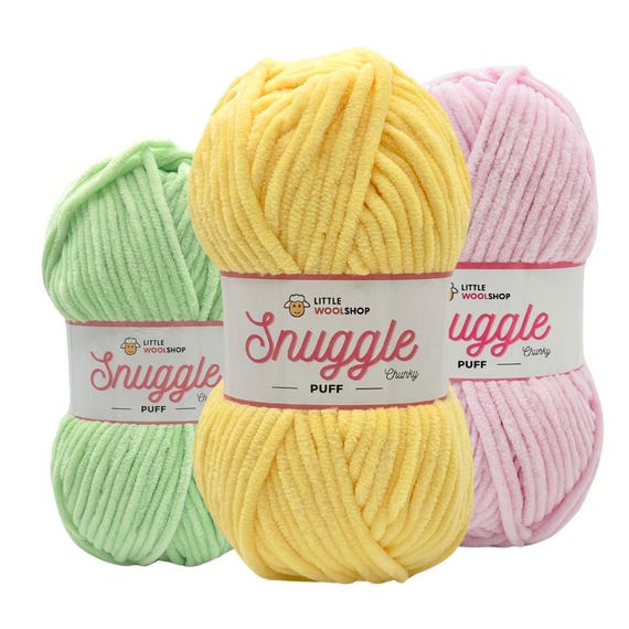 LittleWoolShop Snuggle Puff Chenille Chunky 100g - Soft Fluffy Knitting Crochet Yarn
