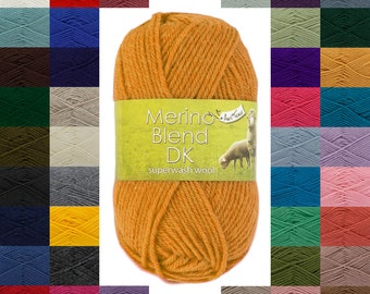 King Cole Merino Blend DK 50g Knitting Crochet Yarn 100% Superwash Merino Wool