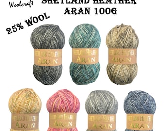 Woolcraft Shetland Heather Aran 100g Knitting Crochet Yarn
