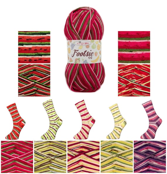King cole キングコール　Footsie　4ply ソックヤーン　毛糸 King Cole Footsie Sock 4ply 100g Knitting Crochet Yarn Acrylic